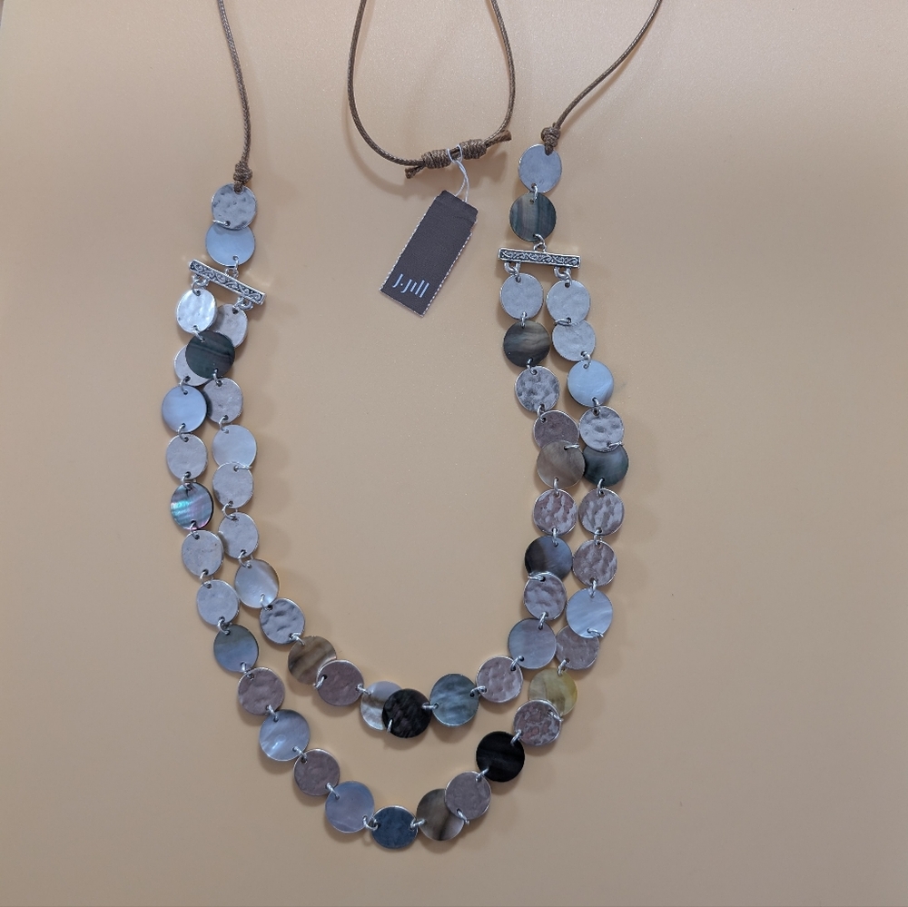 J. Jill Mother of Pearl Black Lipped Shell Double Strand Necklace NWT $59